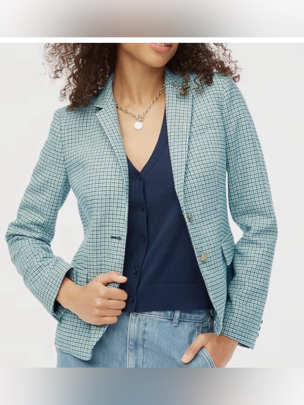 J. Crew Factory Wool Blend Herringbone Schoolboy Blazer